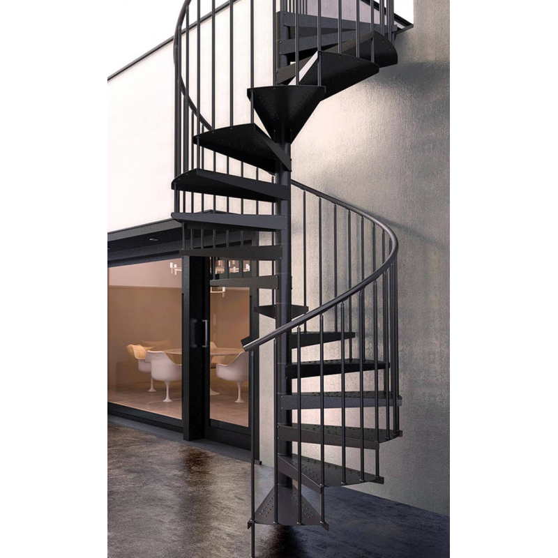 Escalera helicoidal interior de metal negro para lofts y viviendas modernas