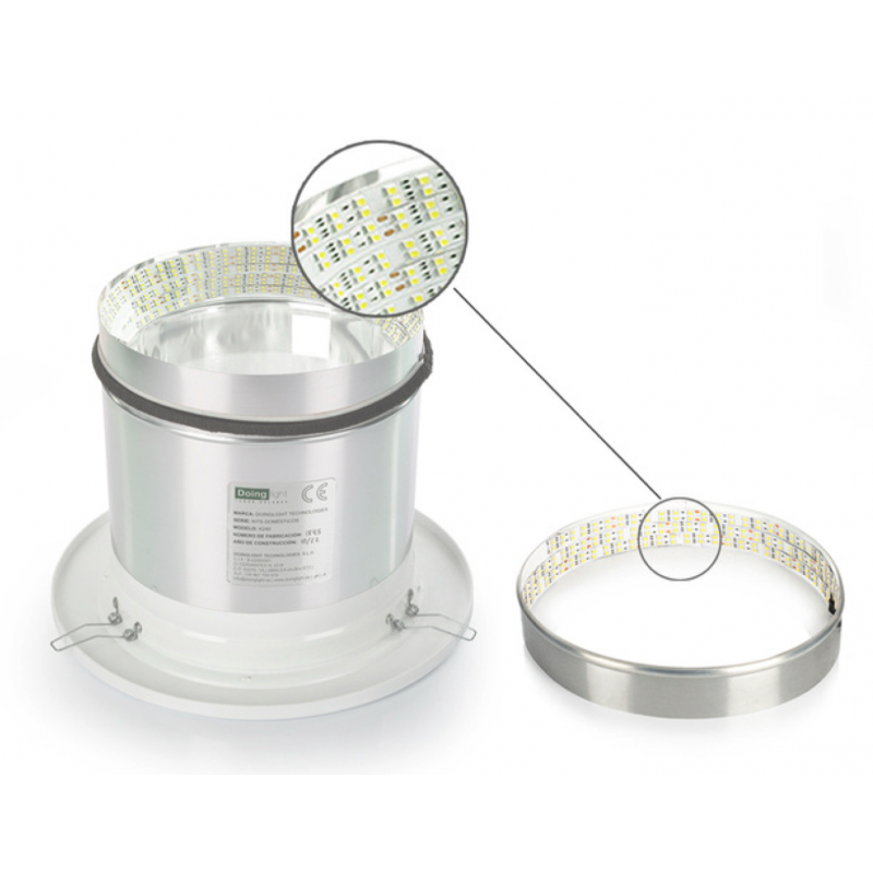 Downlight LED profesional de aluminio con aro desmontable de LEDs para techos altos